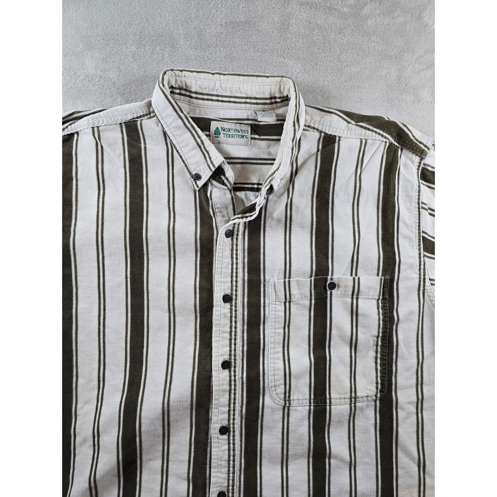 Northwest Territory Shirt Mens 2X Striped Corduroy Long Sleeve Button Down Y2K